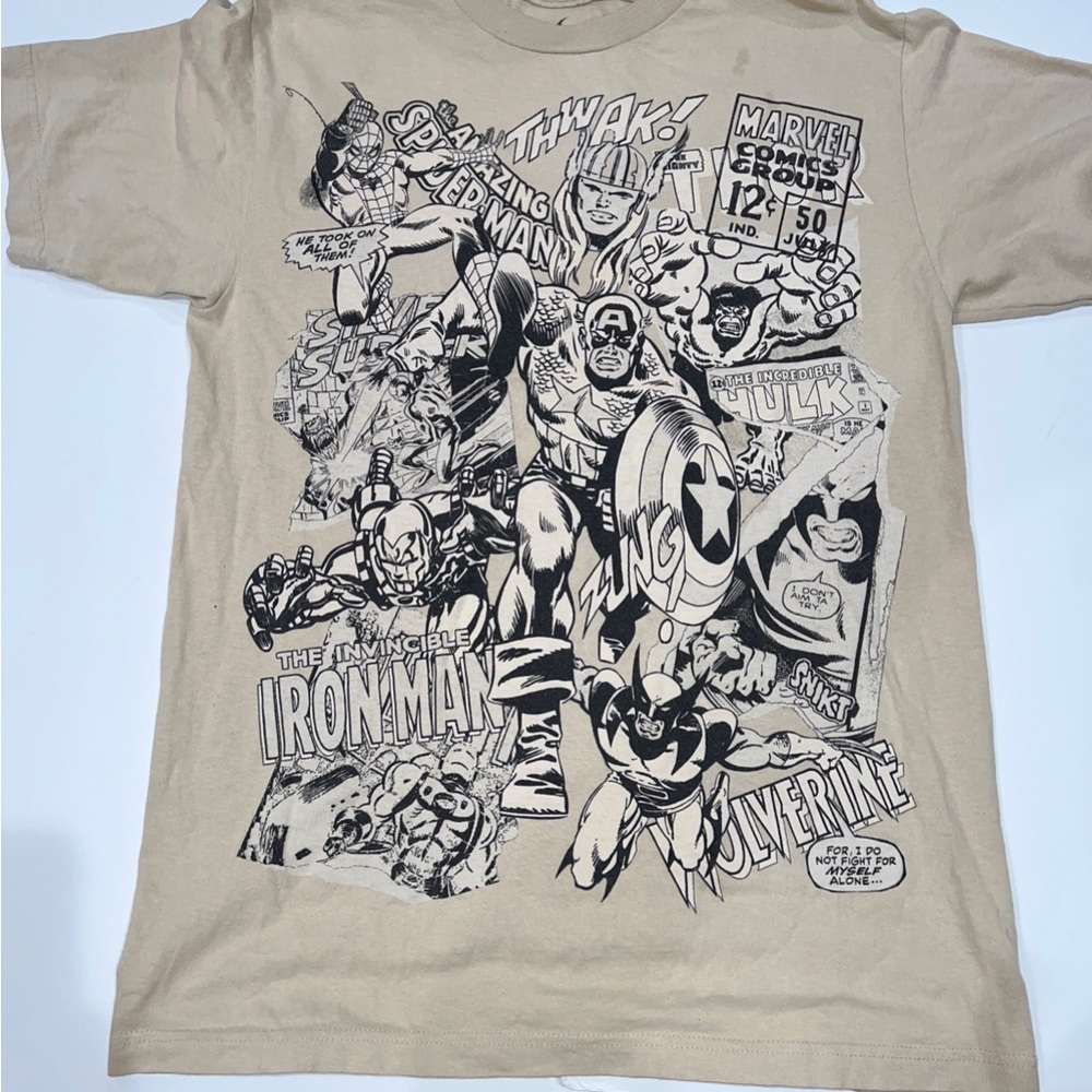 Solar Flare Marvel Comics Group Mens M Beige Graphic Print T Shirt Crew Neck